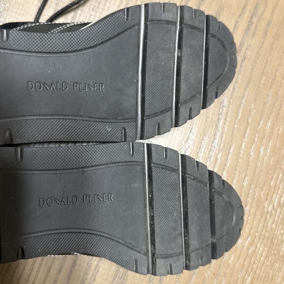 Donald Pliner Women's Black Loafer Wedge Size 6M Tandi Crinkle Patent Suede - Picture 8 of 9